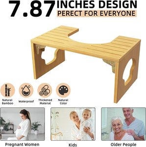 Sgabello da toilette accovacciato in bambù sgabelli pieghevoli per vasino per adulti, sgabello per cacca per adulti per bagno con antiscivolo - Product Image 3