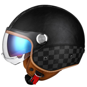 Casco de Motocicleta <span class=keywords><strong>Jet</strong></span> de Tres Cuartos con Rejilla Negra para Hombre y Mujer, Casco de Seguridad con Doble Lente, Casco <span class=keywords><strong>Jet</strong></span> Abierto 3/4 para las Cuatro Estaciones - Product Image 6