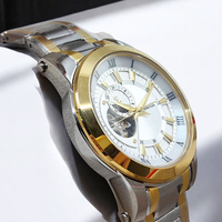 Jam Tangan Pria Valerius Klasik Open Heart, Dial Sunray Hijau, Mesin Otomatis, Tali Baja Tahan Karat