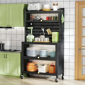 Precio al por mayor, armarios de almacenamiento de cocina de gran capacidad, <span class=keywords><strong>estante</strong></span> de almacenamiento de vajilla de cocina, <span class=keywords><strong>estante</strong></span> para electrodomésticos de horno <span class=keywords><strong>microondas</strong></span> a prueba de polvo - Product Image 3