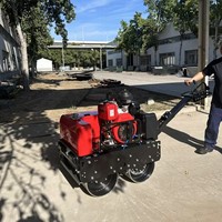 Compacteur routier vibrant à double tambour de 650 kg, rouge, personnalisé, haute puissance de compactage, compacteur hydraulique pour routes en asphalte