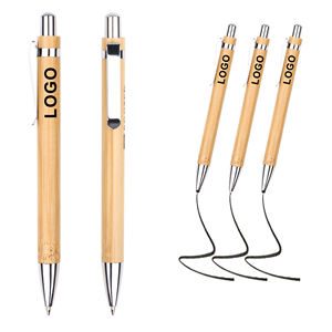 Classic Recycled Bamboo Custom Logo Ball <b>Pen</b>-Refillable Eco-Friendly Promotional Office Supply - Product Image 1