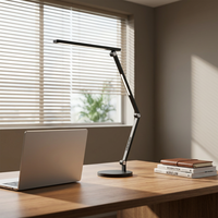 Lampe de bureau LED à bras articulé en aluminium, contrôle tactile à intensité variable, 3 températures de couleur, lumière de lecture sans scintillement pour la protection des yeux
