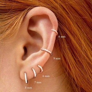<span class=keywords><strong>Orecchini</strong></span> a polsino da donna in ferro elettroplaccato con zirconi <span class=keywords><strong>per</strong></span> piercing alla cartilagine, helix, naso, setto, daith, rook, tragus, nariz, in oro rosa - Product Image 2