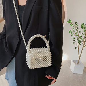 New Luxury Brand Designer PU Women's Messenger Bags Pearl Zip Beaded Trending Street Trend <b>Small</b> Size <b>Handbag</b> Tanjing - Product Image 3