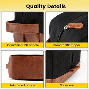 Trousse de Toilette Suspendue Personnalisée pour Hommes, Sac de Voyage Portable en Toile PU Résistant à l'Eau avec Grande Capacité pour le Rasage - Product Image 4