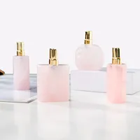 Flacon de parfum en pierre précieuse naturelle, flacon de recharge de parfum en cristal de quartz rose transparent