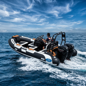 Bote Neumático de Aluminio de Lujo CE, Modelo 390, 12.8 Pies, con Cabina y Motor, Bote Neumático Hypalon Orca para Pesca - Product Image 1