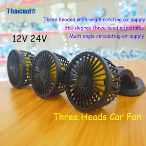 Ventilador de carro Thaicool para RV, barco, cabine, caravana, van, 24v, 12v, três, 3 cabeças, ventilador de carro, triplo, três cabeças, painel, ventilador de caminhão