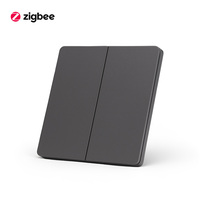 Merten MTN714BM Zigbee Smart Switch 4 Gang IP20 16A Abu-abu Panel PC Sudut Bundar Kontrol Suara Alexa/Google Home untuk Pengatur Waktu Aplikasi