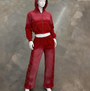 Haut à capuche personnalisé pour homme, style streetwear, surdimensionné, superposé, avec strass filigranés effet soleil, tenue de sport écologique - Product Image 1