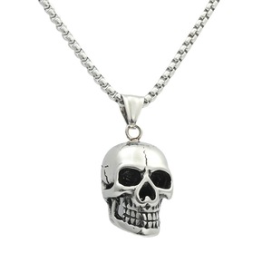 Collar con Colgante de Calavera de Acero Inoxidable, Joyería Punk Retro para Hombre, Diseño Geométrico de Esqueleto 280422 - Product Image 5