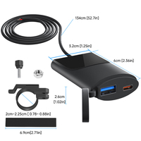 Chargeur rapide étanche 12-24V QC3.0 double port USB-A+USB-C+Type-C pour guidon de moto et téléphone portable