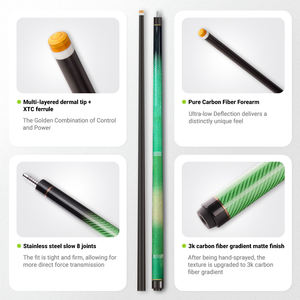 Services de personnalisation sur mesure, Queue de billard en carbone avec pointe dermique multicouche en acier inoxydable de 11,8/12,5 mm et technologie à 8 articulations lentes - Product Image 4