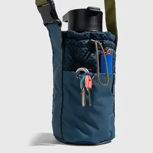定制标志防水户外尼龙运动水瓶支架拉绳包带肩带斜挎吊袋
