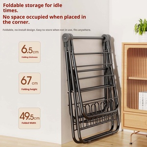 Porte-chaussures papillon pliable en métal, gain de place, avec pinces à chaussettes, type sur pied, organisateur de vêtements moderne et durable - Product Image 2