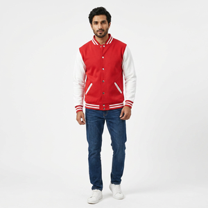 Veste universitaire pour homme surdimensionnée à col montant, avec logo brodé sur le devant, impression personnalisée 2023, style streetwear, OEM, 100% coton - Product Image 1
