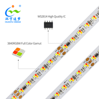Bande LED adressable 24V 10mm 3838RGBW WS2814 108 LED/m Haute luminosité 18W/m Ruban LED flexible RGBW Rouleau de 5m