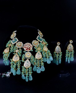 Collier de mariage indien Sabyasachi, bijoux inspirés de Sabyasachi, bijoux de mariée indiens pakistanais, ensembles de bijoux Bollywood Sabyasachi - Product Image 3