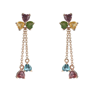 <span class=keywords><strong>Eleganti</strong></span> <span class=keywords><strong>Orecchini</strong></span> Pendenti a Trifoglio in <span class=keywords><strong>Argento</strong></span> 925 Placcato Oro Rosa con Tormalina Naturale, Gioielli da Donna per Regali - Product Image 1