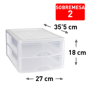 Desktop Storage <b>Unit</b> 2 <b>Drawers</b> White Plastic Home Organization Durable Reusable - Product Image 1