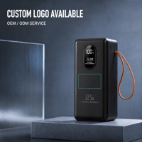 Batterie externe durable 50000 mAh avec logo personnalisé, charge rapide 22,5 W, lampe torche LED et sortie USB-C, sangle de transport pour les voyages en extérieur