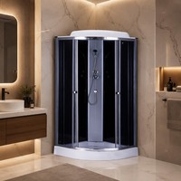 Cabine de douche d'angle moderne 90x90cm en verre trempé électroplaqué avec douche d'angle pour salle de bain compacte