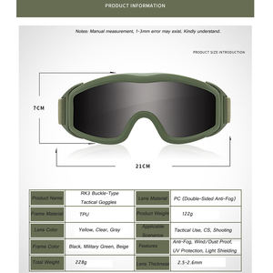सामरिक शूटिंग गॉगल 3-लेंस सेट एंटी-फॉग यूव सुरक्षा प्रभाव प्रतिरोधी समायोज्य स्ट्रैप आउटडोर प्रशिक्षण बहु-कार्यात्मक - Product Image 5