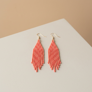 Boucles d'oreilles multicolores à franges d'automne, boucles d'oreilles à pompons en perles de rocaille, ensemble de boucles d'oreilles faites à la main en perles pour femmes, boucles d'oreilles fleur en perles de riz - Product Image 4