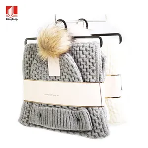 Fuzzy Ấm Rắn Giỏ Knits Mùa Đông Beanie Mũ Và Vòng Scarf Set Với Bellyband Đóng Gói