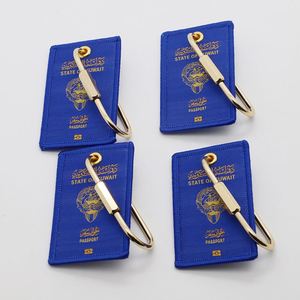 Porte-clés tissé durable personnalisé avec broderie premium, style passeport Koweït, avec connecteur à vis en laiton pour souvenirs du Moyen-Orient - Product Image 1