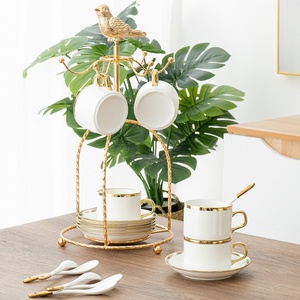 Luxury European Style Ceramic Tea <b>Cups</b> & Saucers Japanese Gold Rim Bone China with Aviation & Afternoon Tea <b>Set</b> Clay Material - Product Image 2