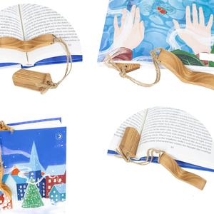 Cross Border <b>Wooden</b> <b>Bookend</b> Scenic Christmas Design Minimalist Style Natural Wood Color Single Piece For Adults Reading Support - Product Image 3