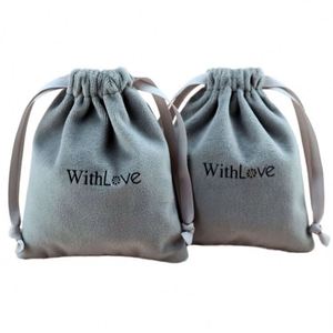 Custom Logo Hot Stamping Recyclable Silk Velvet Jewelry Gift Bag for Watch and Necklaces with <b>Drawstring</b> Dust Bag - Product Image 1