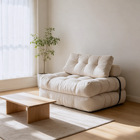 Canapé-lit pliant multifonctionnel moderne Tenghang en velours avec rembourrage en coton, convertible, inclinable, avec support dorsal, une place, pour petit salon