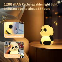 Veilleuse Créative Panda en Silicone, Lampe de Chevet à Commande Tactile Rechargeable USB, Veilleuse LED Dessin Animé pour Cadeau d'Enfant