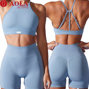 AOLA Seamless Yoga Set 2/3/5 pezzi tuta sportiva abbigliamento da allenamento femminile reggiseno sportivo <span class=keywords><strong>pantaloncini</strong></span> da palestra a vita alta Running abbigliamento sportivo da donna - Product Image 2