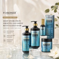 Kit de soin capillaire professionnel Foisoner à la kératine et à l'huile d'argan – Hydratation intense pour cheveux crépus et décolorés : Shampoing, après-shampoing, masque capillaire et sérum