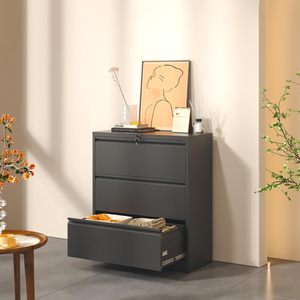Classeur en métal de style moderne avec serrure, finition laquée noire horizontale large pour atelier scolaire et hôpital - Product Image 2