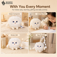 Porte-clés en peluche AI mouton blanc bouclé, yeux bleus étoilés, ChatGPT, clonage vocal 80+ langues, mémoire longue durée, chaîne à perles, cadeau unisexe