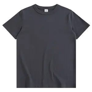 Camiseta de algodón peinado de 300g para hombre, Camiseta básica de manga corta con cuello redondo, camiseta de marca de moda de estilo básico para hombre