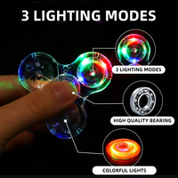 Luminous LED Light Fidget Spinner Plastik Bercahaya di Gelap, Souvenir Pesta, Mainan Pereda Stres untuk Anak Laki-laki