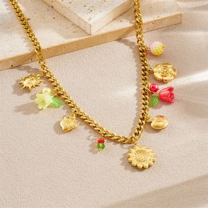 Conjunto de Collar y Pulsera con Colgante de Girasol Floral de Acero Inoxidable, Chapado en Oro de 18k, Joyería Impermeable para Mujer - Product Image 5