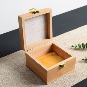 Boîte en bois de bambou carrée verrouillable pour bijoux, emballage cadeau, boîte de rangement, 7 cm de haut, pour usage artisanal et cadeau - Product Image 1