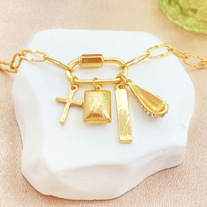 שרשרת תליון אופנתית משובצת יהלומים מלאכותיים, בעיצוב גיאומטרי עם אבזם טיפוס, תכשיט קוריאני משנת <span class=keywords><strong>2026</strong></span>, שרשרת מקסימה לנשים - Product Image 3