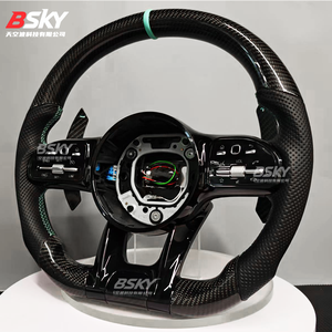 พวงมาลัยสปอร์ตแบบมีรูพรุนสำหรับเบนซ์พวงมาลัยสปอร์ตสีดำหนังคาร์บอนไฟเบอร์สำหรับ C200 C63สำหรับ W203 W204 W205 W213 - Product Image 6