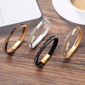 Genuine <b>Leather</b> <b>Bracelet</b> Strict Quality Control High Adhesion Plating Holiday Gift for Women Solid Metal Construction - Product Image 2