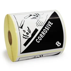 Étiquettes autocollantes personnalisées pour substances dangereuses, classe de danger 8, corrosives, <span class=keywords><strong>UN</strong></span> <span class=keywords><strong>3480</strong></span>, 4x4 pouces, étiquette d'avertissement pour colis - Product Image 1