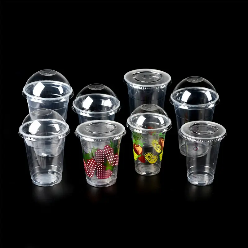 Yiwu-taza de plástico transparente para zumo, desechable, Biodegradable, impresión personalizada, PET PP