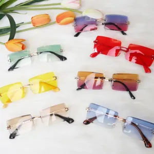 NWOGLSS 31274 lunettes de soleil sans cadre colorées pour femmes, ombrage d'extérieur, 2023